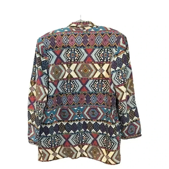 Circle T VTG Country Western Tapestry Aztec Blazer Jacket M Multicolor Cowboy - Picture 4 of 11